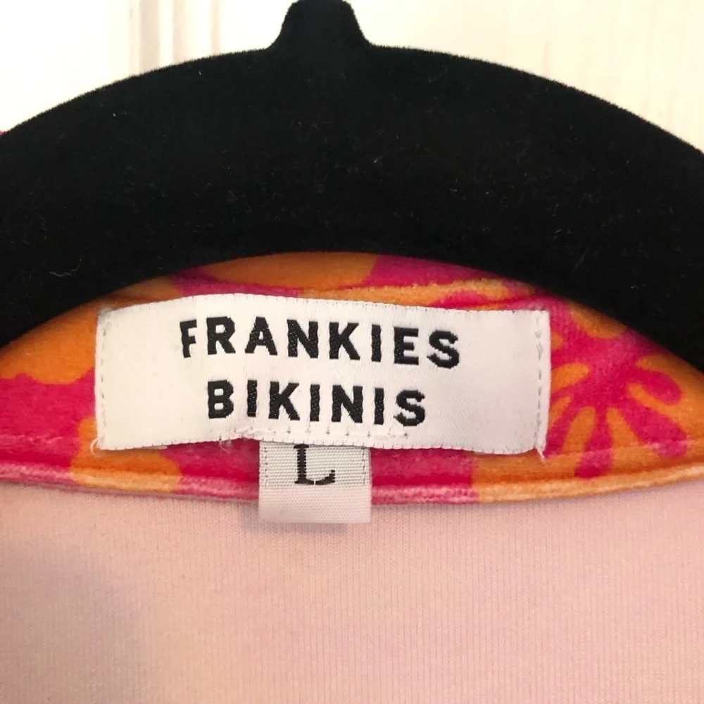 Frankies Bikinis Orange and Pink Terry Hibiscus 3 Piece Bikini Set Size L